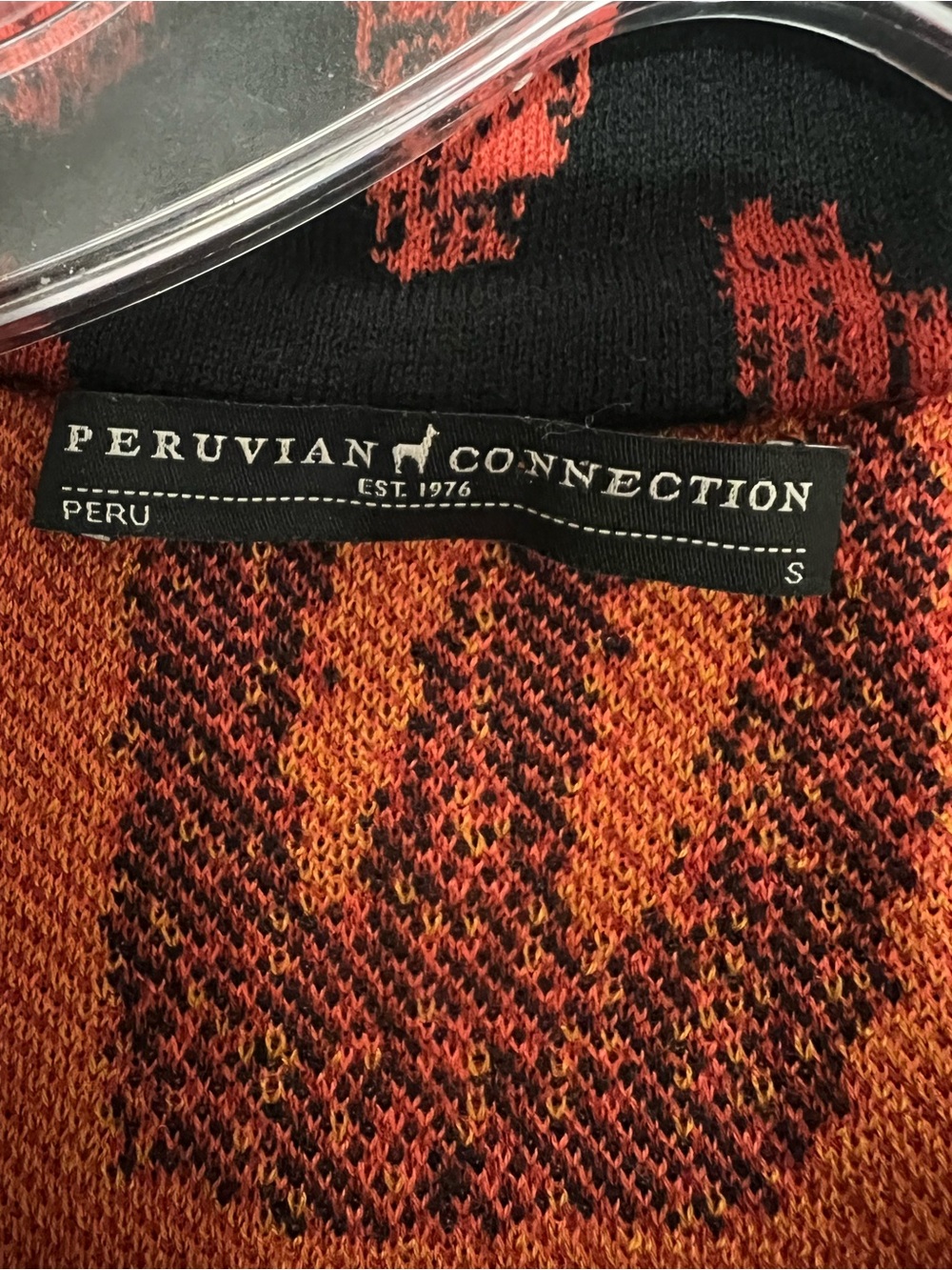 Peruvian Connection Pima Cotton Abstract Jacquard Cardigan Jacket S Art to Wear - Picture 5 of 6